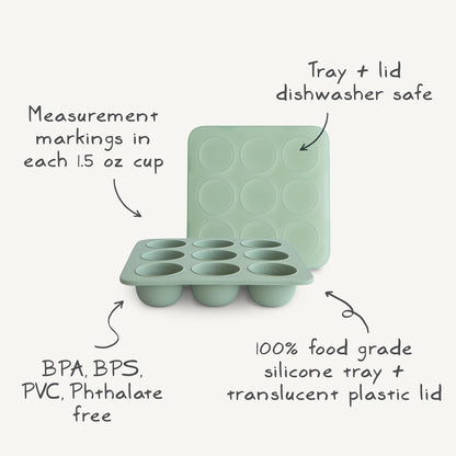 Silicone Baby Food Freezer Tray with Lid | 9 Cups x 1.5oz | BPA Free Storage Container (Blush)