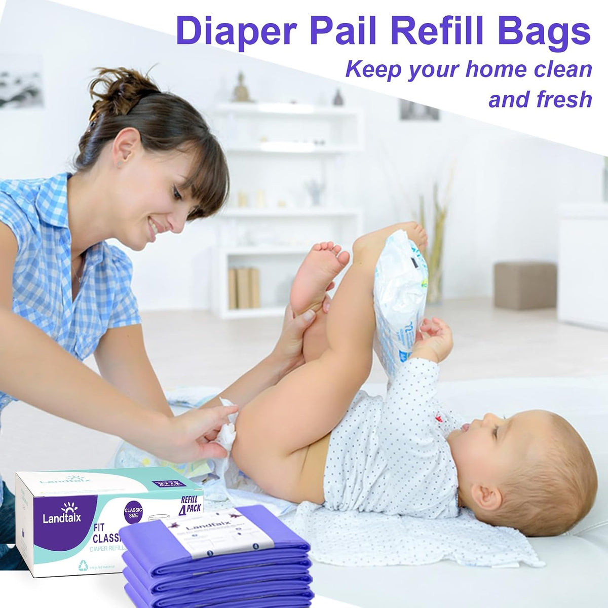 Diaper Pail Refill Bags Fits Dekor Classic 8 Pack for 5544 Diapers