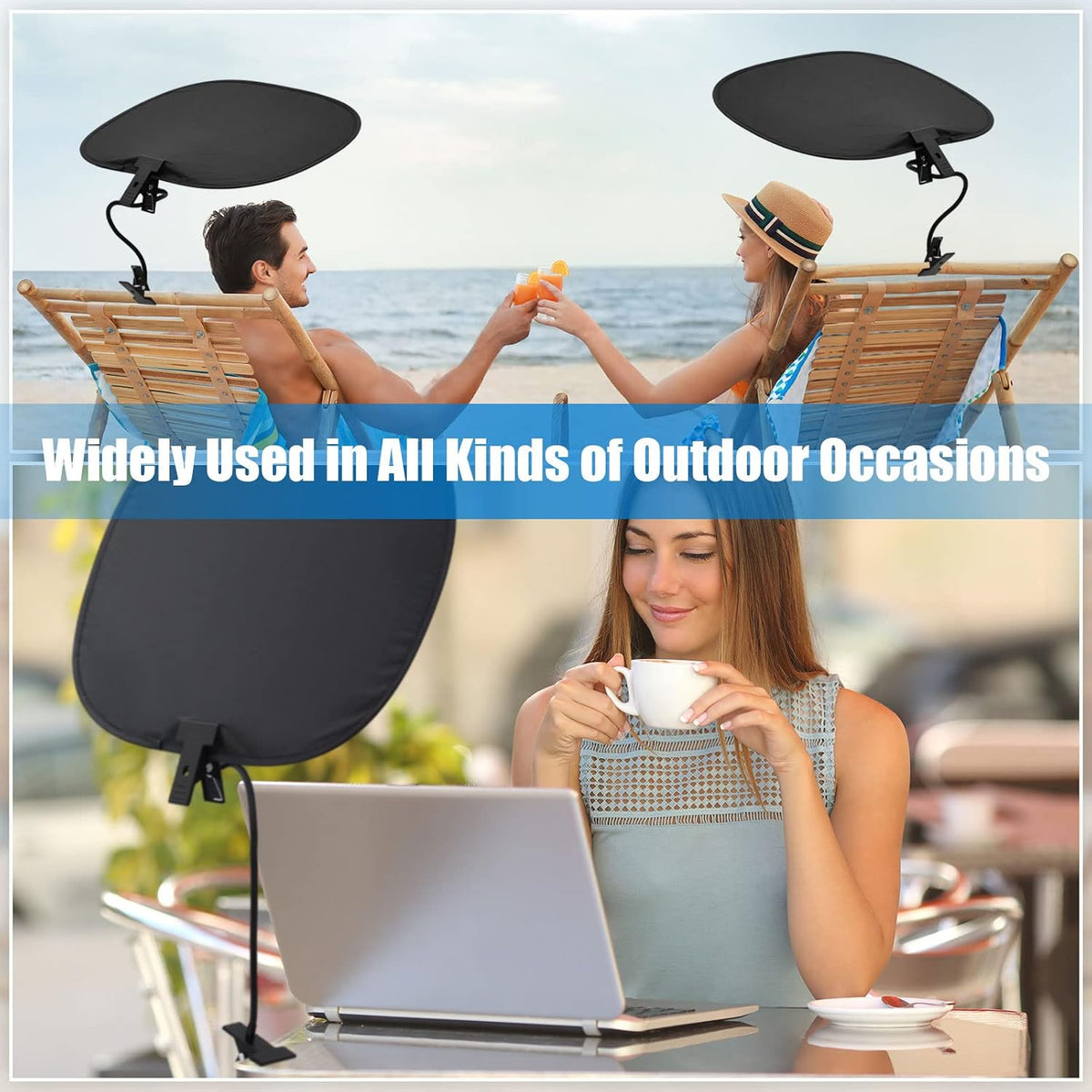 2 Pcs Laptop Sun Shade Black, Monitor Visor with Adjustable Clips