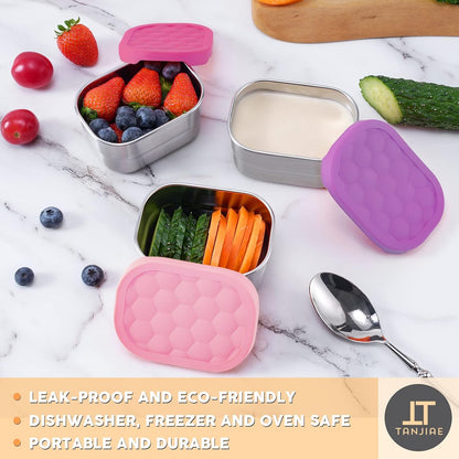 8oz Small (1 CUP) Stainless Steel Snack Containers for Kids | Reusable Easy Open Toddler Snack Containers with Silicone Lids | Stackable Toddler Lunch Box for Daycare, School and Travel