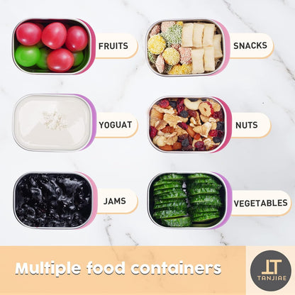 8oz Small (1 CUP) Stainless Steel Snack Containers for Kids | Reusable Easy Open Toddler Snack Containers with Silicone Lids | Stackable Toddler Lunch Box for Daycare, School and Travel