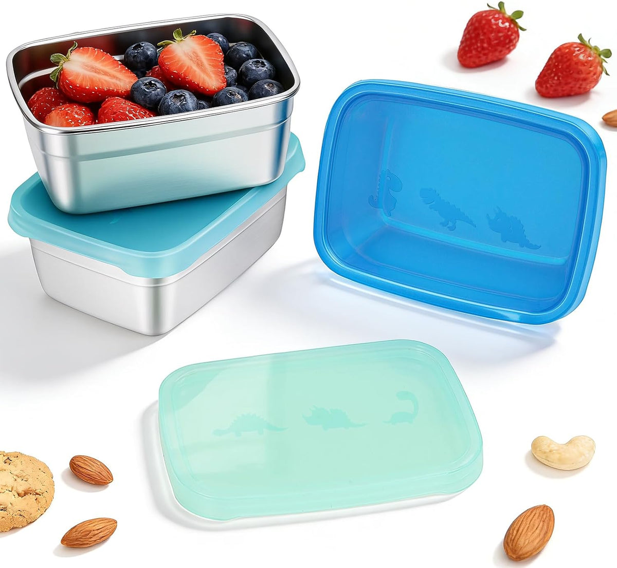 8oz Small (1 CUP) Stainless Steel Snack Containers for Kids | Reusable Easy Open Toddler Snack Containers with Silicone Lids | Stackable Toddler Lunch Box for Daycare, School and Travel