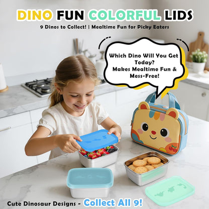 8oz Small (1 CUP) Stainless Steel Snack Containers for Kids | Reusable Easy Open Toddler Snack Containers with Silicone Lids | Stackable Toddler Lunch Box for Daycare, School and Travel