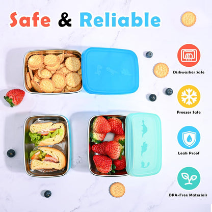 8oz Small (1 CUP) Stainless Steel Snack Containers for Kids | Reusable Easy Open Toddler Snack Containers with Silicone Lids | Stackable Toddler Lunch Box for Daycare, School and Travel