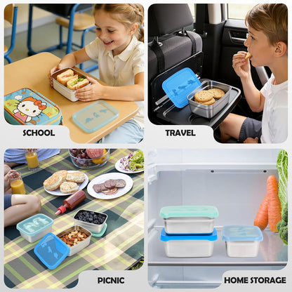 8oz Small (1 CUP) Stainless Steel Snack Containers for Kids | Reusable Easy Open Toddler Snack Containers with Silicone Lids | Stackable Toddler Lunch Box for Daycare, School and Travel