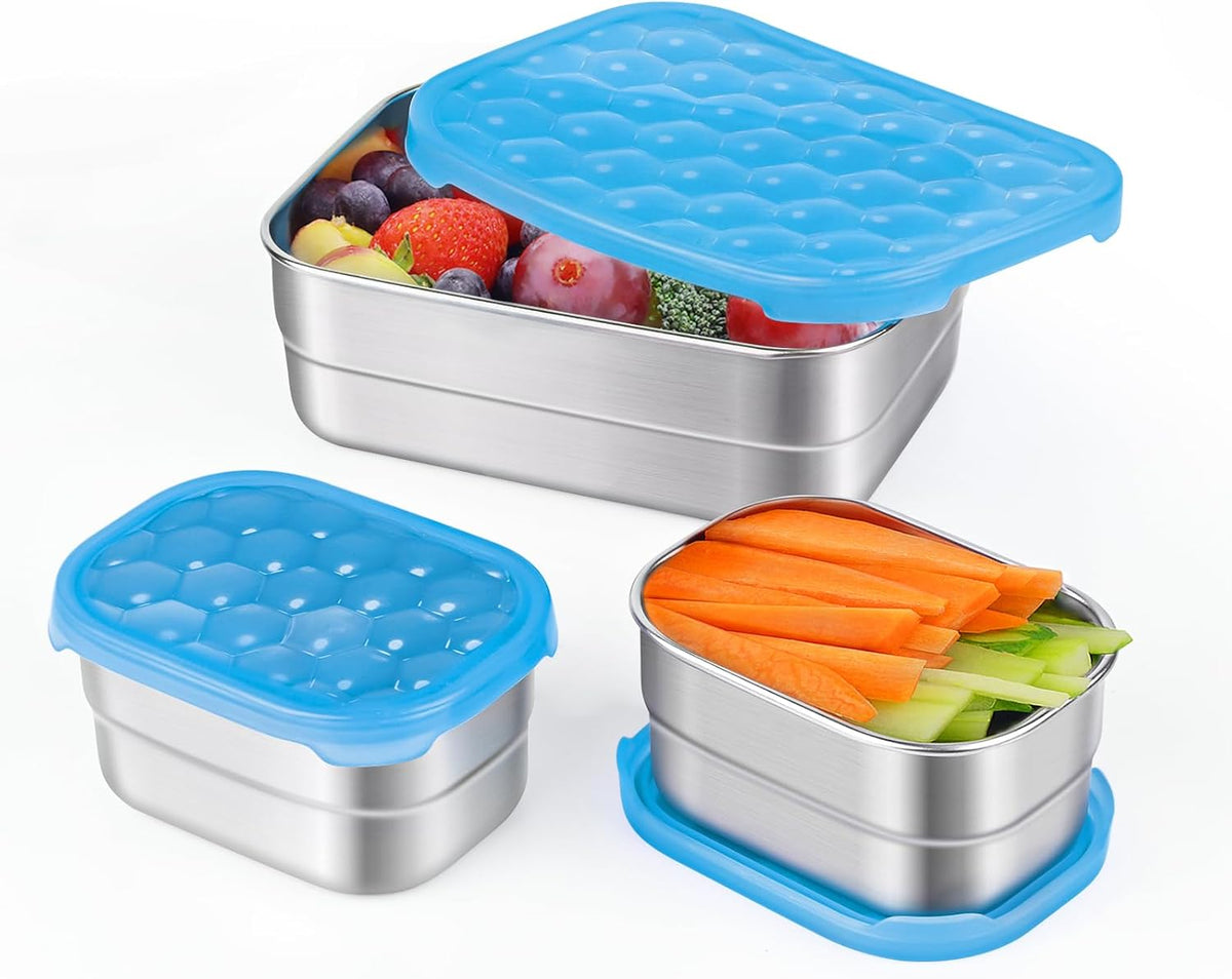 8oz Small (1 CUP) Stainless Steel Snack Containers for Kids | Reusable Easy Open Toddler Snack Containers with Silicone Lids | Stackable Toddler Lunch Box for Daycare, School and Travel