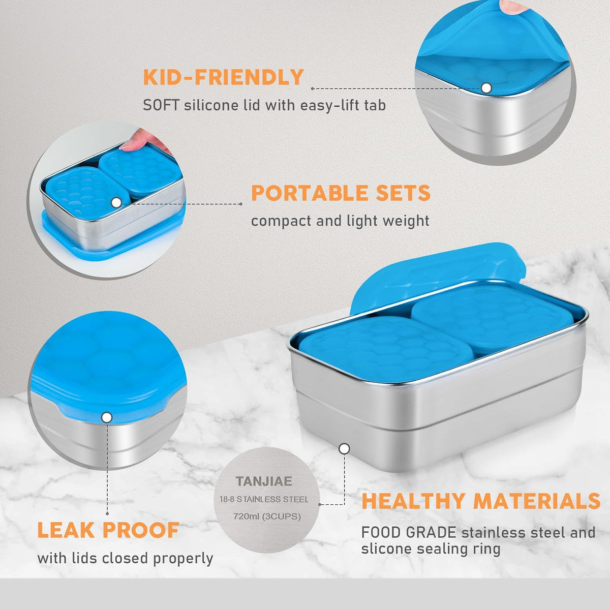 8oz Small (1 CUP) Stainless Steel Snack Containers for Kids | Reusable Easy Open Toddler Snack Containers with Silicone Lids | Stackable Toddler Lunch Box for Daycare, School and Travel