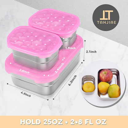 8oz Small (1 CUP) Stainless Steel Snack Containers for Kids | Reusable Easy Open Toddler Snack Containers with Silicone Lids | Stackable Toddler Lunch Box for Daycare, School and Travel