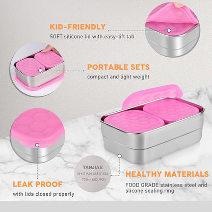 8oz Small (1 CUP) Stainless Steel Snack Containers for Kids | Reusable Easy Open Toddler Snack Containers with Silicone Lids | Stackable Toddler Lunch Box for Daycare, School and Travel