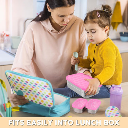 8oz Small (1 CUP) Stainless Steel Snack Containers for Kids | Reusable Easy Open Toddler Snack Containers with Silicone Lids | Stackable Toddler Lunch Box for Daycare, School and Travel