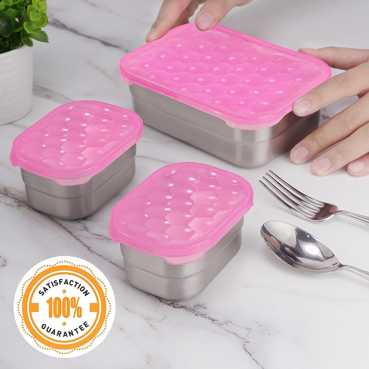 8oz Small (1 CUP) Stainless Steel Snack Containers for Kids | Reusable Easy Open Toddler Snack Containers with Silicone Lids | Stackable Toddler Lunch Box for Daycare, School and Travel