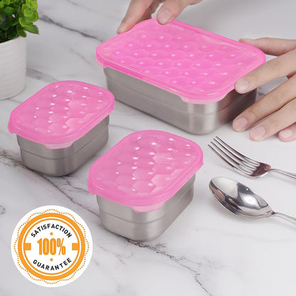 8oz Small (1 CUP) Stainless Steel Snack Containers for Kids | Reusable Easy Open Toddler Snack Containers with Silicone Lids | Stackable Toddler Lunch Box for Daycare, School and Travel