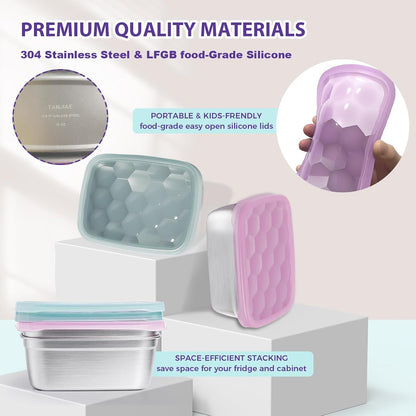 8oz Small (1 CUP) Stainless Steel Snack Containers for Kids | Reusable Easy Open Toddler Snack Containers with Silicone Lids | Stackable Toddler Lunch Box for Daycare, School and Travel