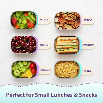 8oz Small (1 CUP) Stainless Steel Snack Containers for Kids | Reusable Easy Open Toddler Snack Containers with Silicone Lids | Stackable Toddler Lunch Box for Daycare, School and Travel