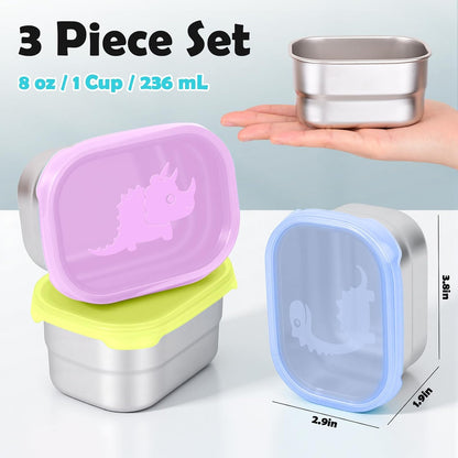 8oz Small (1 CUP) Stainless Steel Snack Containers for Kids | Reusable Easy Open Toddler Snack Containers with Silicone Lids | Stackable Toddler Lunch Box for Daycare, School and Travel