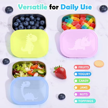 8oz Small (1 CUP) Stainless Steel Snack Containers for Kids | Reusable Easy Open Toddler Snack Containers with Silicone Lids | Stackable Toddler Lunch Box for Daycare, School and Travel