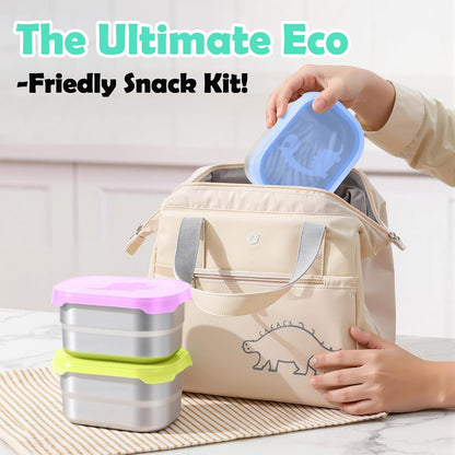 8oz Small (1 CUP) Stainless Steel Snack Containers for Kids | Reusable Easy Open Toddler Snack Containers with Silicone Lids | Stackable Toddler Lunch Box for Daycare, School and Travel