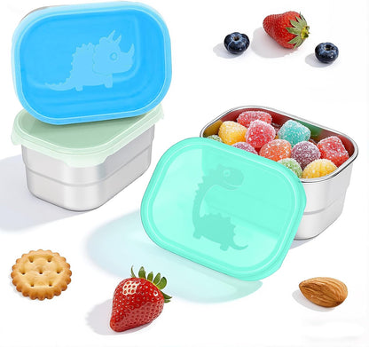 8oz Small (1 CUP) Stainless Steel Snack Containers for Kids | Reusable Easy Open Toddler Snack Containers with Silicone Lids | Stackable Toddler Lunch Box for Daycare, School and Travel