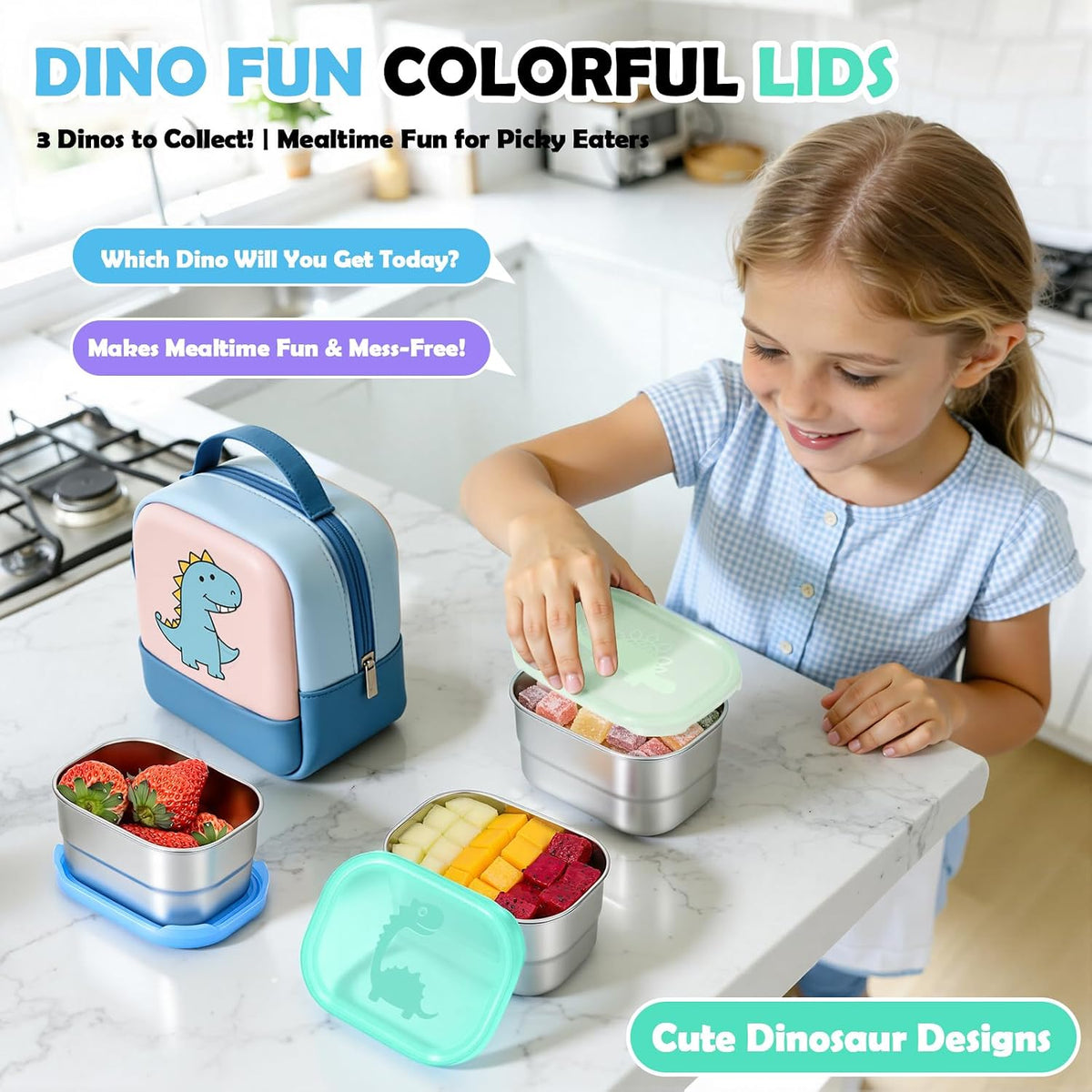 8oz Small (1 CUP) Stainless Steel Snack Containers for Kids | Reusable Easy Open Toddler Snack Containers with Silicone Lids | Stackable Toddler Lunch Box for Daycare, School and Travel