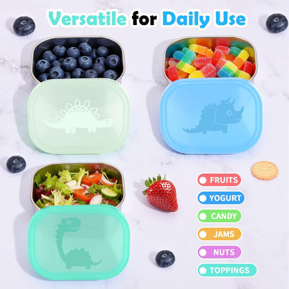 8oz Small (1 CUP) Stainless Steel Snack Containers for Kids | Reusable Easy Open Toddler Snack Containers with Silicone Lids | Stackable Toddler Lunch Box for Daycare, School and Travel