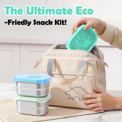 8oz Small (1 CUP) Stainless Steel Snack Containers for Kids | Reusable Easy Open Toddler Snack Containers with Silicone Lids | Stackable Toddler Lunch Box for Daycare, School and Travel