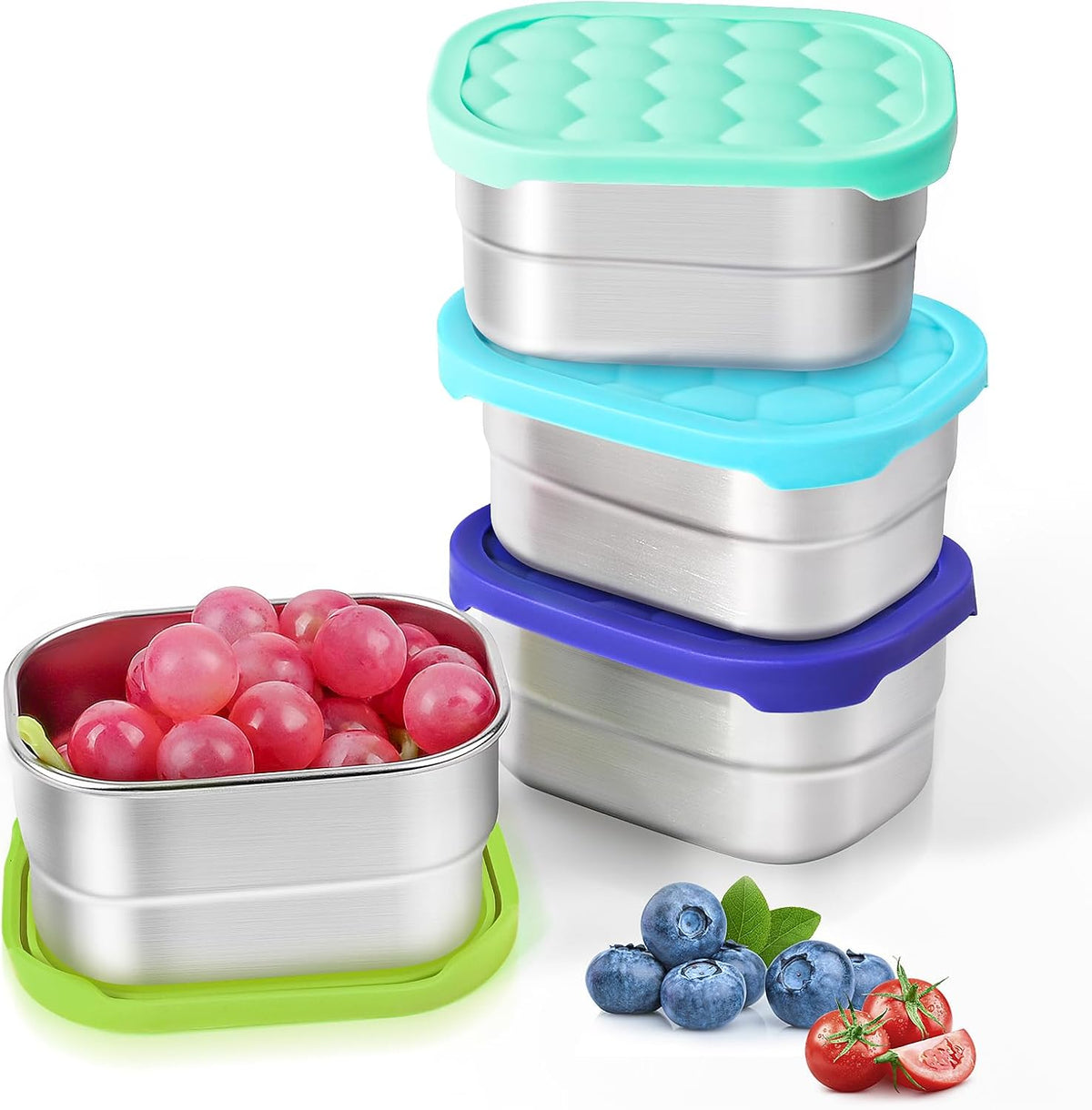 8oz Small (1 CUP) Stainless Steel Snack Containers for Kids | Reusable Easy Open Toddler Snack Containers with Silicone Lids | Stackable Toddler Lunch Box for Daycare, School and Travel