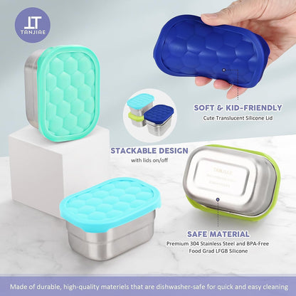 8oz Small (1 CUP) Stainless Steel Snack Containers for Kids | Reusable Easy Open Toddler Snack Containers with Silicone Lids | Stackable Toddler Lunch Box for Daycare, School and Travel