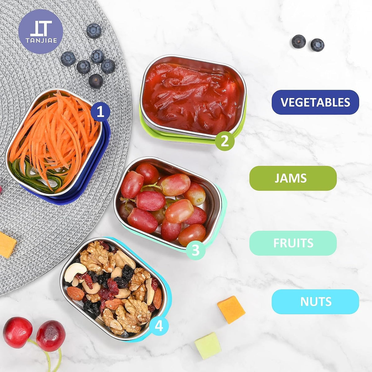 8oz Small (1 CUP) Stainless Steel Snack Containers for Kids | Reusable Easy Open Toddler Snack Containers with Silicone Lids | Stackable Toddler Lunch Box for Daycare, School and Travel