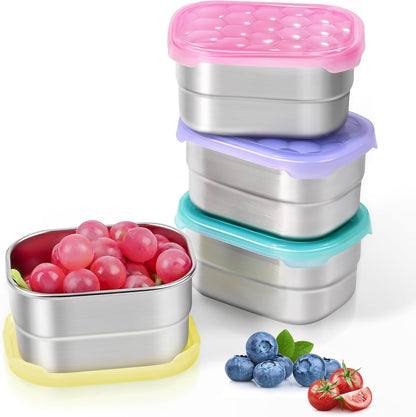 8oz Small (1 CUP) Stainless Steel Snack Containers for Kids | Reusable Easy Open Toddler Snack Containers with Silicone Lids | Stackable Toddler Lunch Box for Daycare, School and Travel