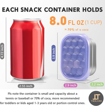 8oz Small (1 CUP) Stainless Steel Snack Containers for Kids | Reusable Easy Open Toddler Snack Containers with Silicone Lids | Stackable Toddler Lunch Box for Daycare, School and Travel