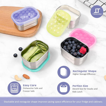 8oz Small (1 CUP) Stainless Steel Snack Containers for Kids | Reusable Easy Open Toddler Snack Containers with Silicone Lids | Stackable Toddler Lunch Box for Daycare, School and Travel