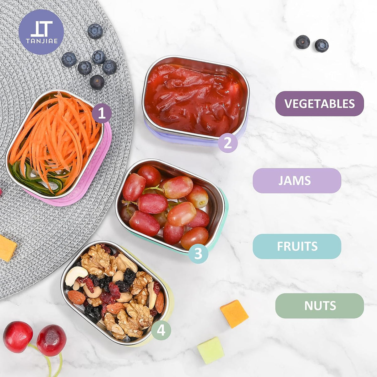 8oz Small (1 CUP) Stainless Steel Snack Containers for Kids | Reusable Easy Open Toddler Snack Containers with Silicone Lids | Stackable Toddler Lunch Box for Daycare, School and Travel
