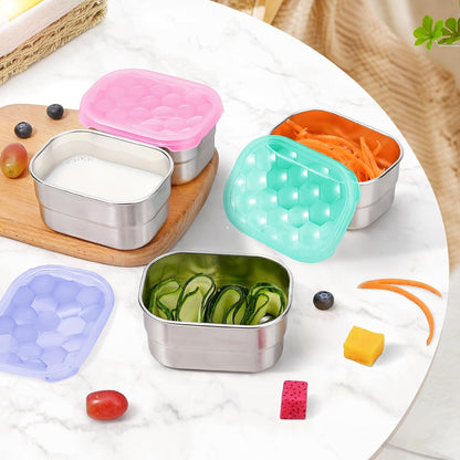 8oz Small (1 CUP) Stainless Steel Snack Containers for Kids | Reusable Easy Open Toddler Snack Containers with Silicone Lids | Stackable Toddler Lunch Box for Daycare, School and Travel