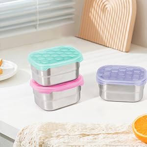 8oz Small (1 CUP) Stainless Steel Snack Containers for Kids | Reusable Easy Open Toddler Snack Containers with Silicone Lids | Stackable Toddler Lunch Box for Daycare, School and Travel
