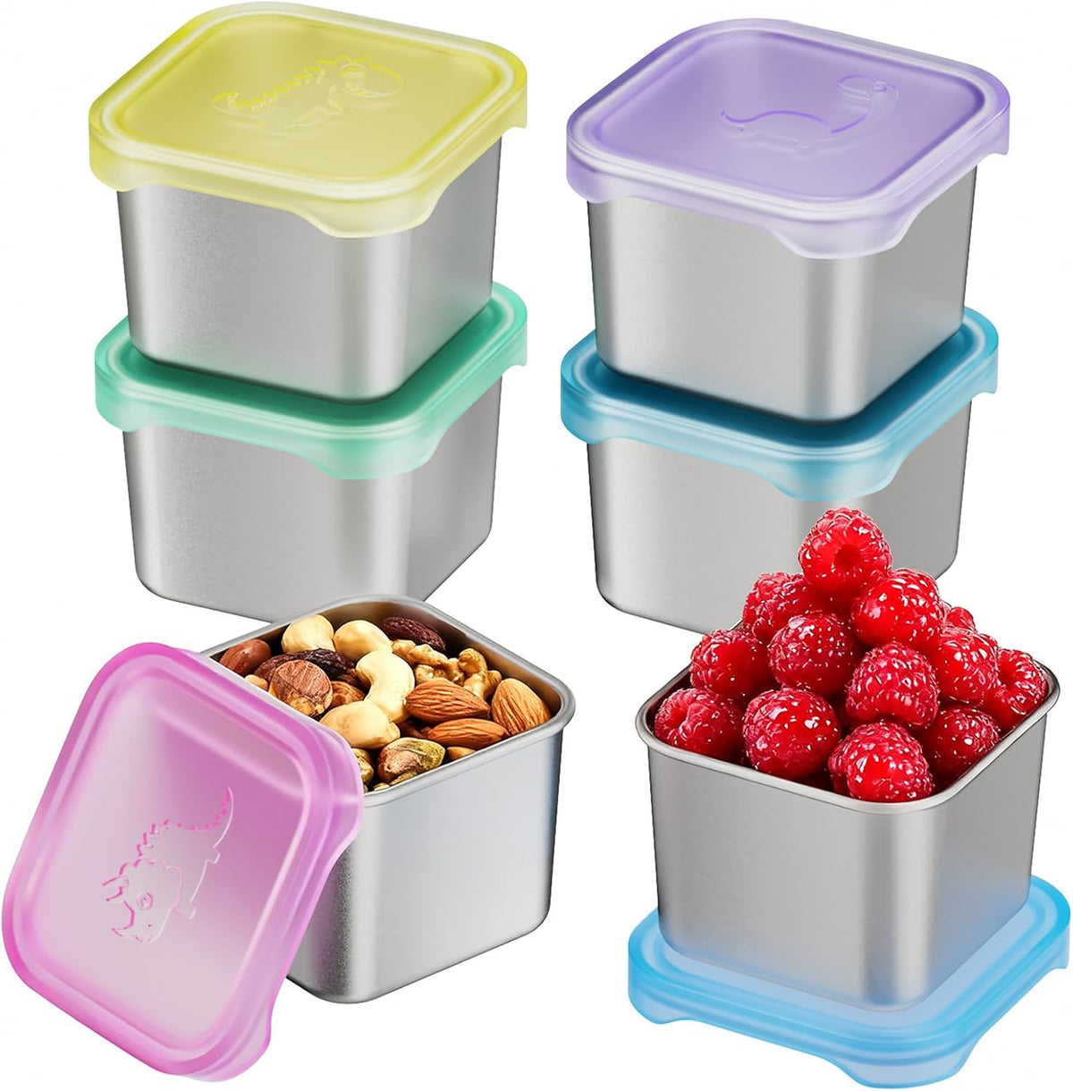 8oz Small (1 CUP) Stainless Steel Snack Containers for Kids | Reusable Easy Open Toddler Snack Containers with Silicone Lids | Stackable Toddler Lunch Box for Daycare, School and Travel