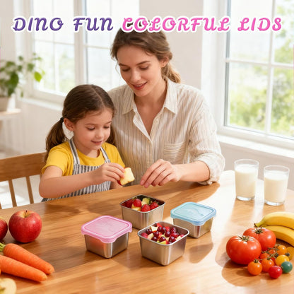 8oz Small (1 CUP) Stainless Steel Snack Containers for Kids | Reusable Easy Open Toddler Snack Containers with Silicone Lids | Stackable Toddler Lunch Box for Daycare, School and Travel