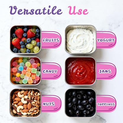 8oz Small (1 CUP) Stainless Steel Snack Containers for Kids | Reusable Easy Open Toddler Snack Containers with Silicone Lids | Stackable Toddler Lunch Box for Daycare, School and Travel