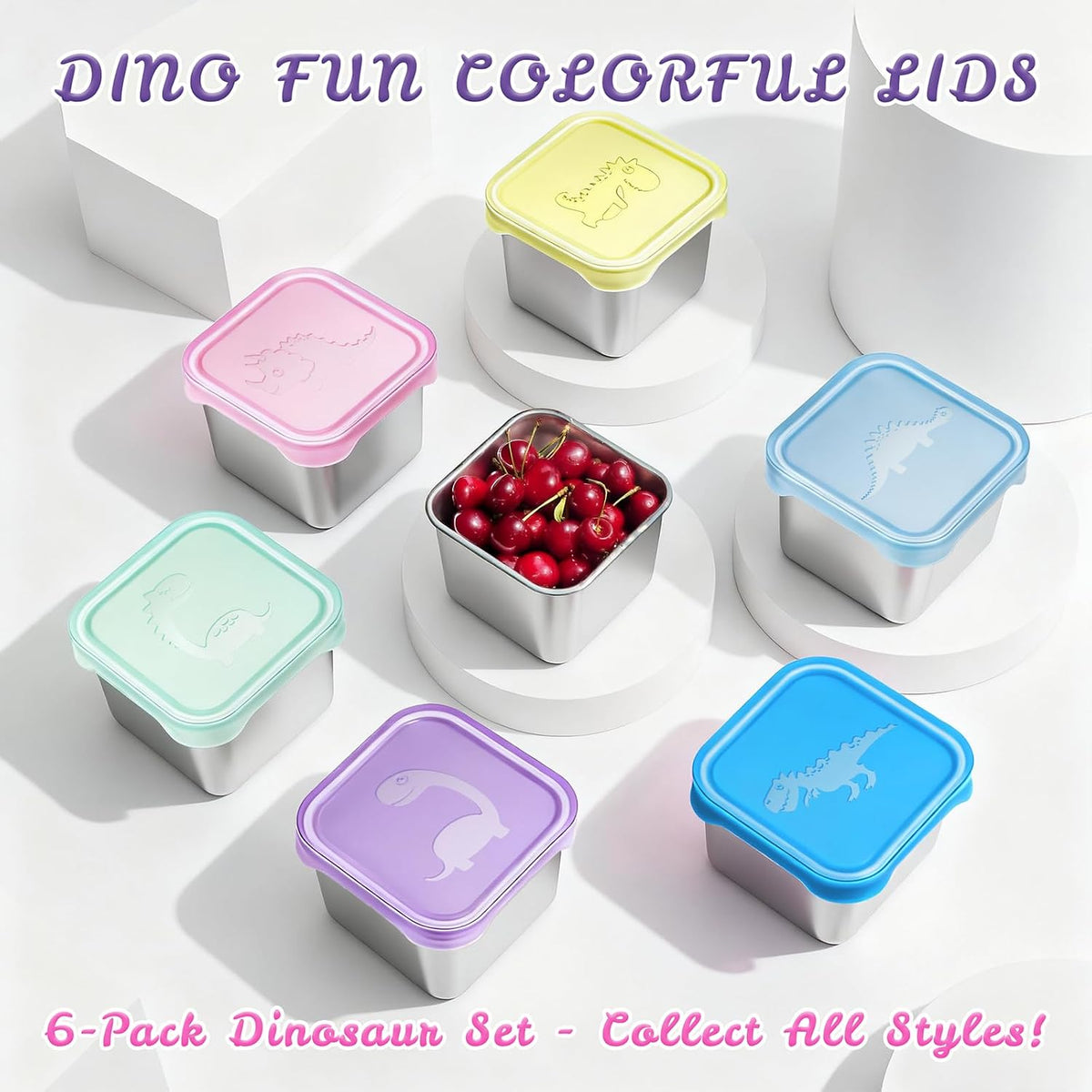8oz Small (1 CUP) Stainless Steel Snack Containers for Kids | Reusable Easy Open Toddler Snack Containers with Silicone Lids | Stackable Toddler Lunch Box for Daycare, School and Travel