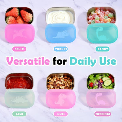 8oz Small (1 CUP) Stainless Steel Snack Containers for Kids | Reusable Easy Open Toddler Snack Containers with Silicone Lids | Stackable Toddler Lunch Box for Daycare, School and Travel