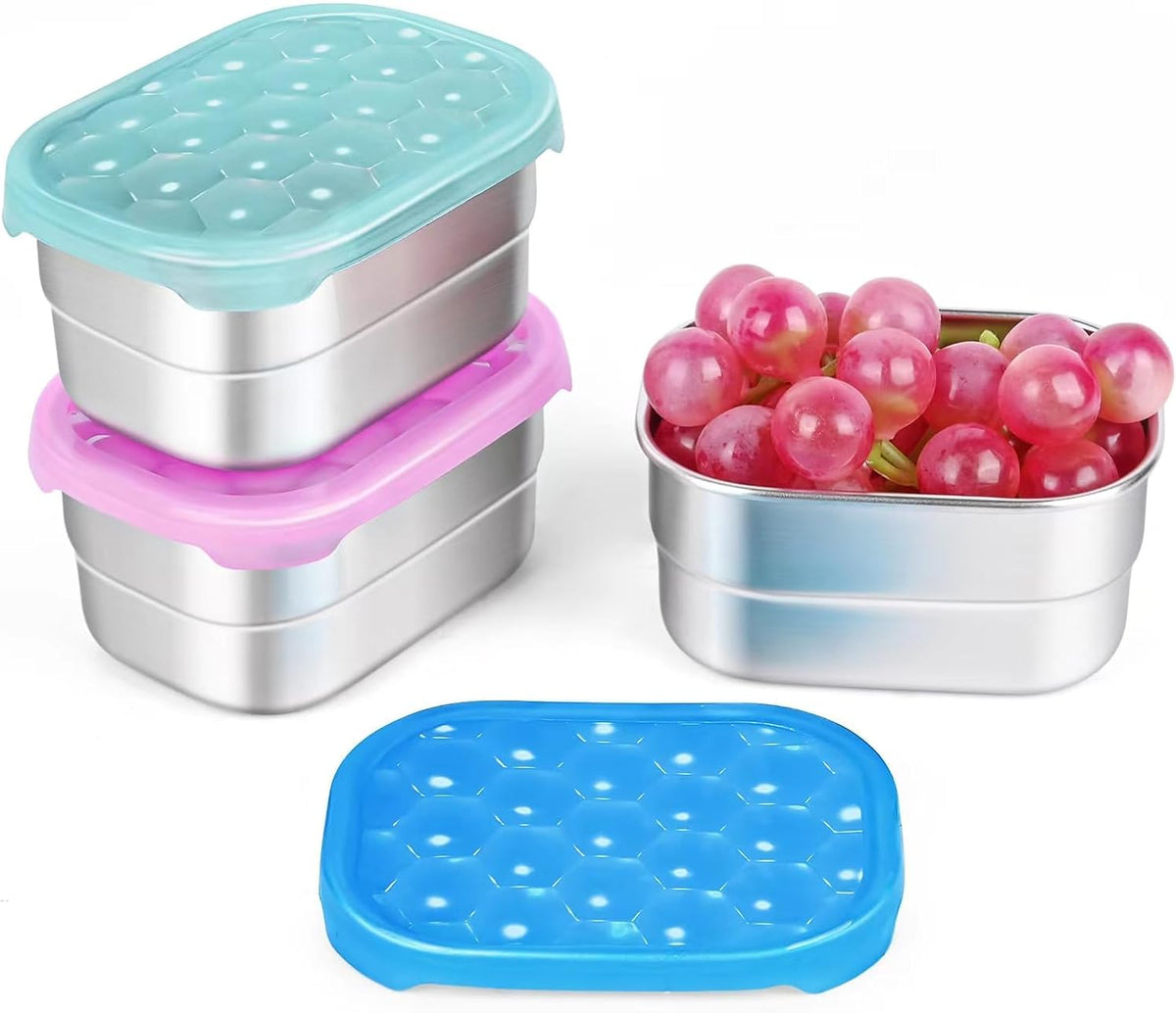 8oz Small (1 CUP) Stainless Steel Snack Containers for Kids | Reusable Easy Open Toddler Snack Containers with Silicone Lids | Stackable Toddler Lunch Box for Daycare, School and Travel