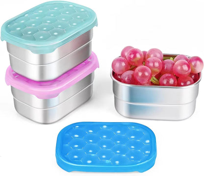 8oz Small (1 CUP) Stainless Steel Snack Containers for Kids | Reusable Easy Open Toddler Snack Containers with Silicone Lids | Stackable Toddler Lunch Box for Daycare, School and Travel