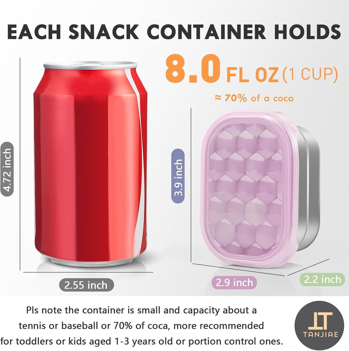 8oz Small (1 CUP) Stainless Steel Snack Containers for Kids | Reusable Easy Open Toddler Snack Containers with Silicone Lids | Stackable Toddler Lunch Box for Daycare, School and Travel