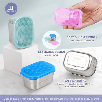 8oz Small (1 CUP) Stainless Steel Snack Containers for Kids | Reusable Easy Open Toddler Snack Containers with Silicone Lids | Stackable Toddler Lunch Box for Daycare, School and Travel