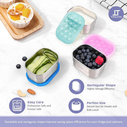 8oz Small (1 CUP) Stainless Steel Snack Containers for Kids | Reusable Easy Open Toddler Snack Containers with Silicone Lids | Stackable Toddler Lunch Box for Daycare, School and Travel