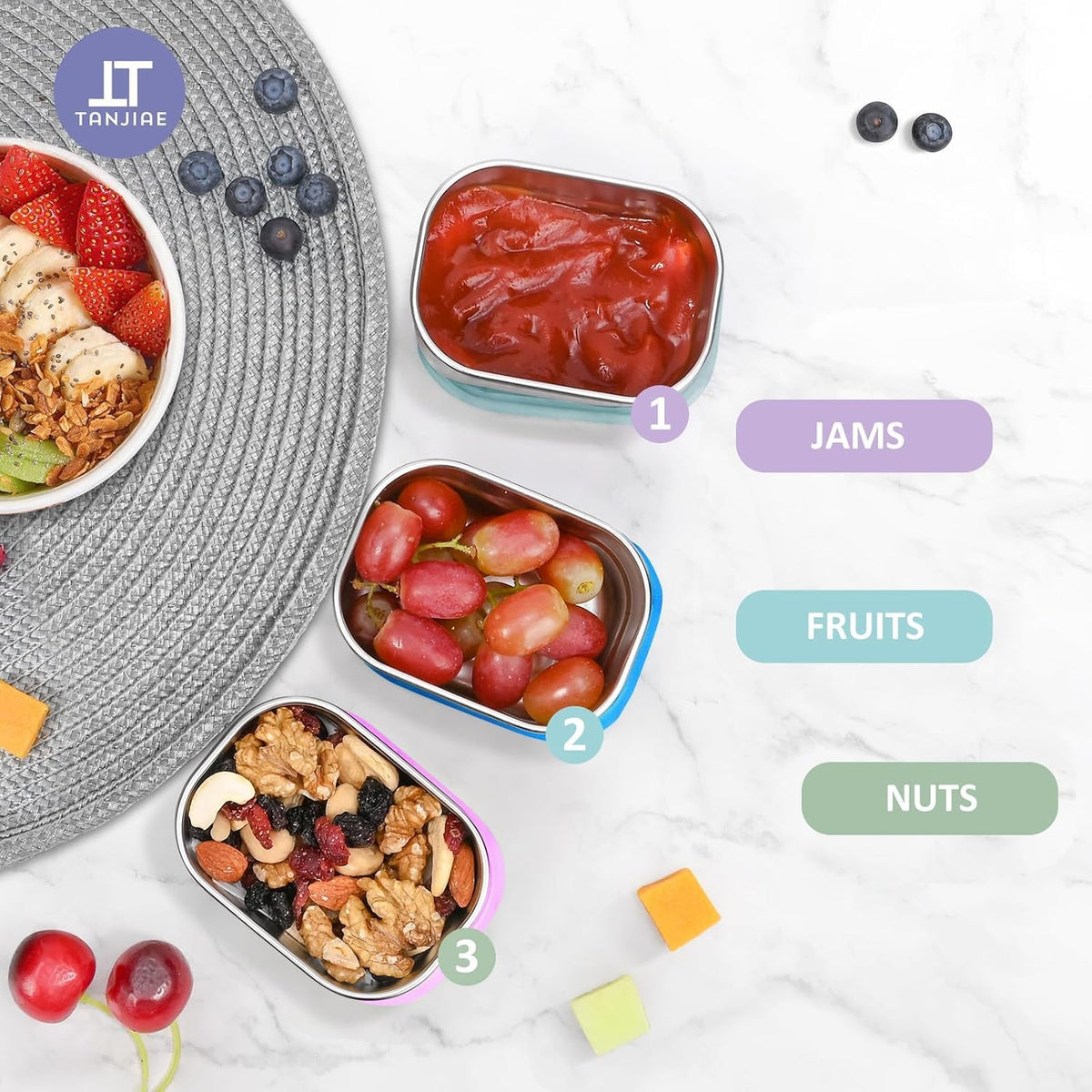 8oz Small (1 CUP) Stainless Steel Snack Containers for Kids | Reusable Easy Open Toddler Snack Containers with Silicone Lids | Stackable Toddler Lunch Box for Daycare, School and Travel