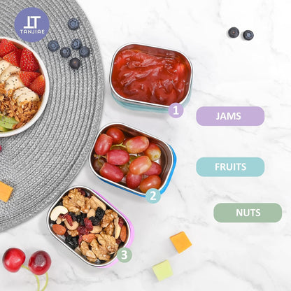 8oz Small (1 CUP) Stainless Steel Snack Containers for Kids | Reusable Easy Open Toddler Snack Containers with Silicone Lids | Stackable Toddler Lunch Box for Daycare, School and Travel
