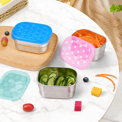 8oz Small (1 CUP) Stainless Steel Snack Containers for Kids | Reusable Easy Open Toddler Snack Containers with Silicone Lids | Stackable Toddler Lunch Box for Daycare, School and Travel
