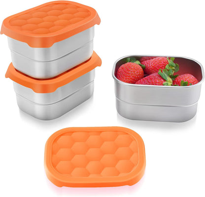 8oz Small (1 CUP) Stainless Steel Snack Containers for Kids | Reusable Easy Open Toddler Snack Containers with Silicone Lids | Stackable Toddler Lunch Box for Daycare, School and Travel