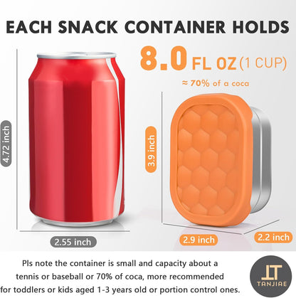 8oz Small (1 CUP) Stainless Steel Snack Containers for Kids | Reusable Easy Open Toddler Snack Containers with Silicone Lids | Stackable Toddler Lunch Box for Daycare, School and Travel