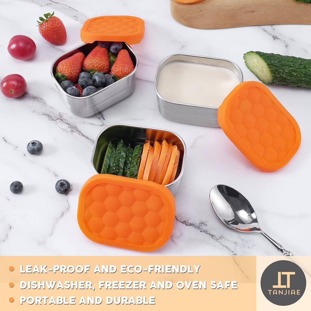 8oz Small (1 CUP) Stainless Steel Snack Containers for Kids | Reusable Easy Open Toddler Snack Containers with Silicone Lids | Stackable Toddler Lunch Box for Daycare, School and Travel